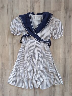 Florence Eiseman Navy and White Striped Sailor Dress, 6Y (W8)